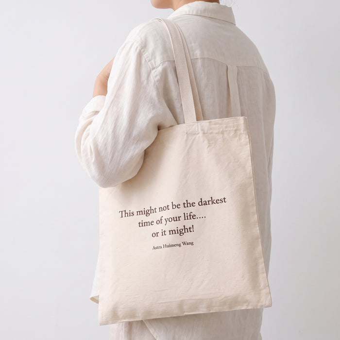 Astra Huimeng Wang — Lasting Words Tote, carried on shoulder