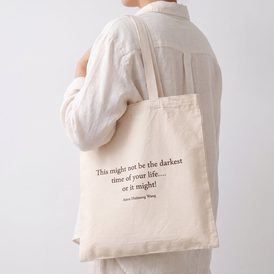 Astra Huimeng Wang — Lasting Words Tote, carried on shoulder